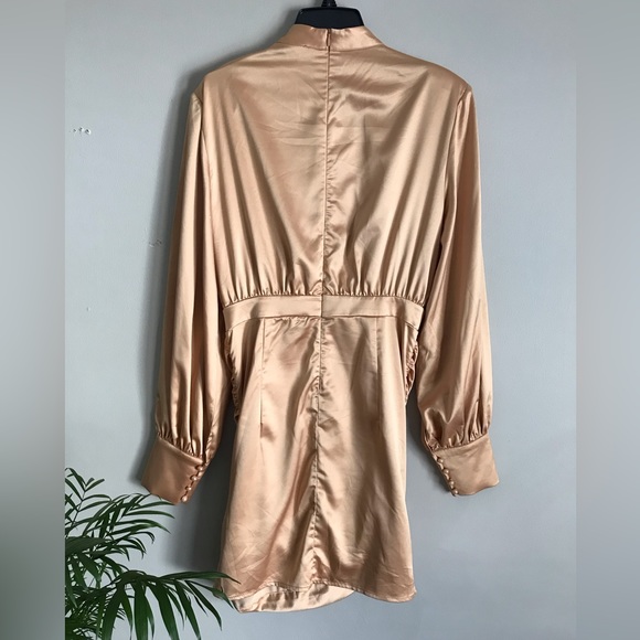 5 for $25! 💕 Mock Golden Neck Lantern Sleeve Ruched Dress ❤️‍🔥 - Picture 9 of 13
